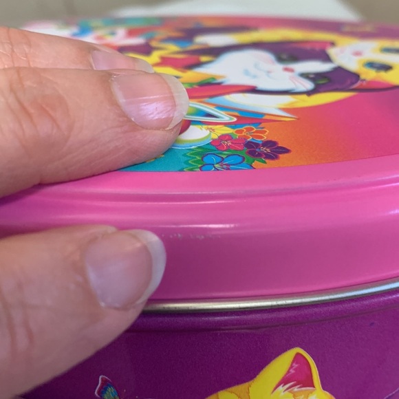 Lisa Frank collectible easter Colorful Cat Bunny chick lamb butterfly oval Tin - Picture 8 of 8